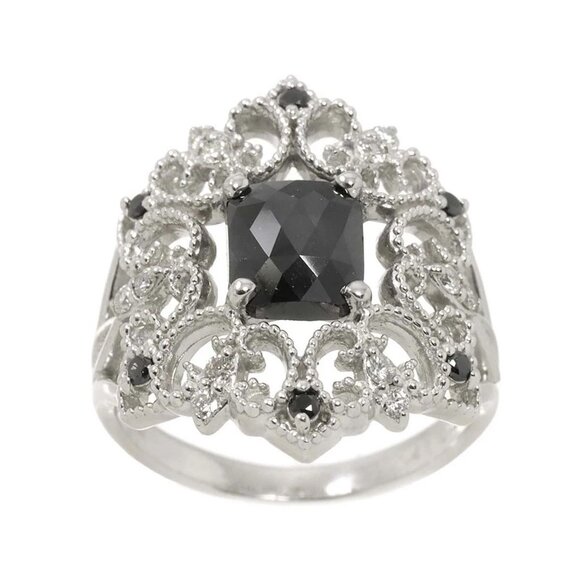 Black Diamond 1.41ct Diamond 0.25ct Ring 18K K18 WG 750 size6(US) - Picture 1 of 8